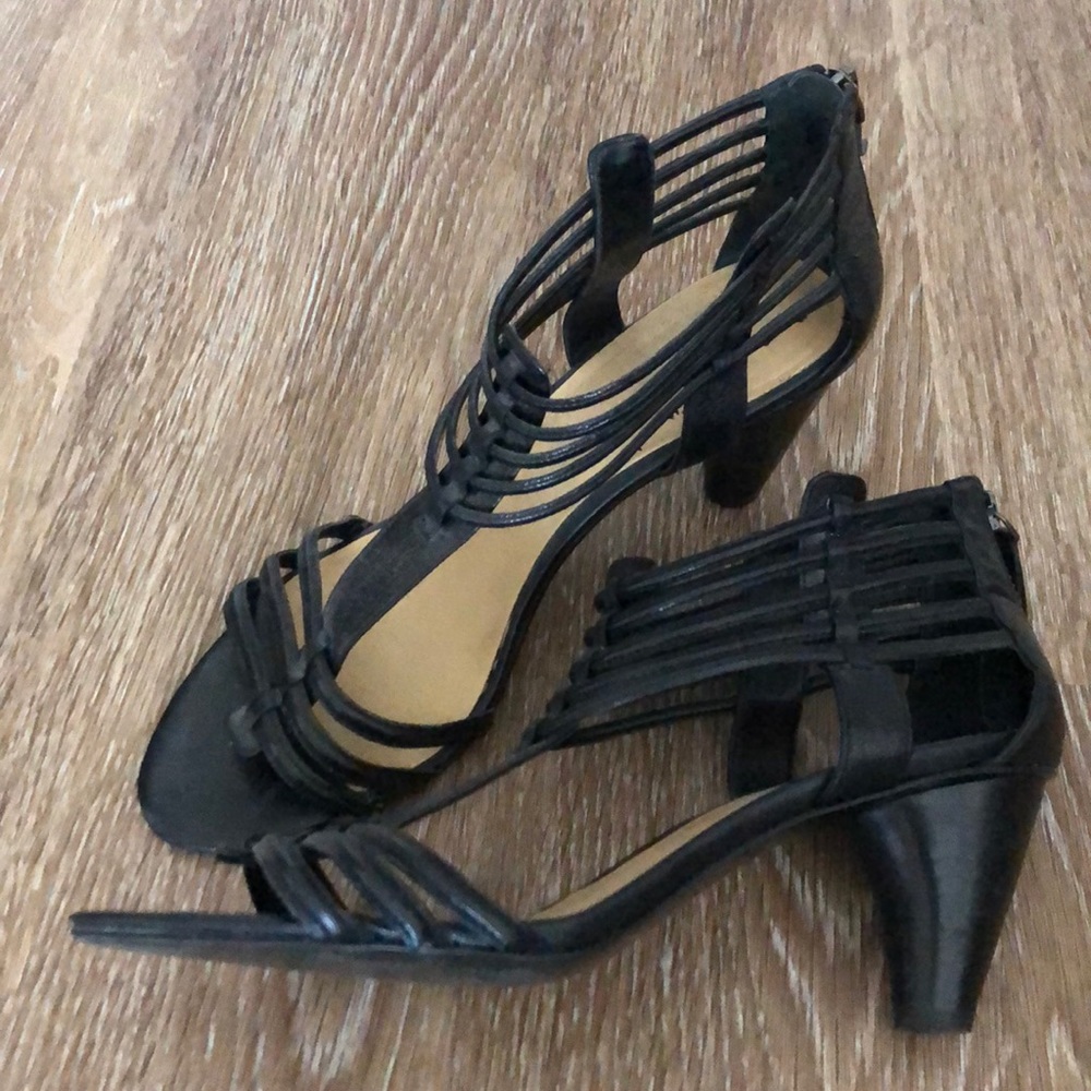 Women’s black strappy heels - 9